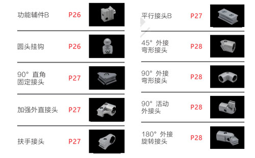 铝合金第三代精益管连接件|配件规格大全