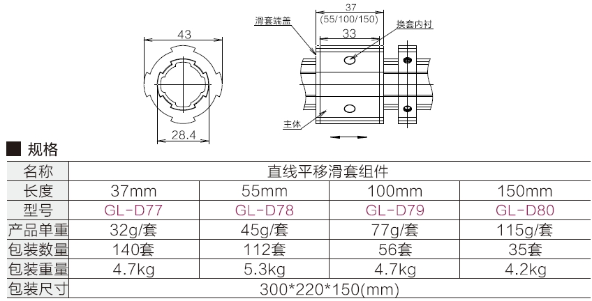 直线平移滑套组件